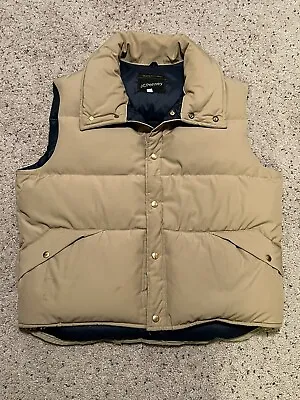 Vintage J.C. Penney Men's Tan Down Snap Up Winter Puffer Vest Size XL • $14.99