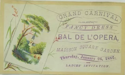 1882 Madison Square Garden Fancy Dress Ball Opera Invitation Card #2 P31 • £78.39
