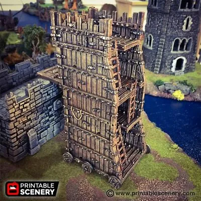 £39.99 • Buy Siege Tower - 28mm, Fantasy Tabletop Wargames, Printable Scenery