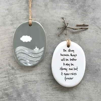 Porcelain Hanger 'Be Strong' Gift | East Of India Home Decor Inspiration Plaque • £5.99