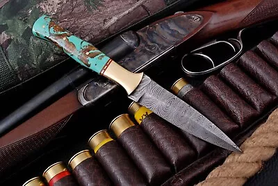 $26.95 • Buy Double-Edged V42 Military Damascus Steel Dagger Boot Knife Throwing Survival X65