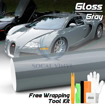 Gloss Glossy Nardo Gray Car Vinyl Wrap Sticker Decal Sheet Film DIY Air Release • $8.88