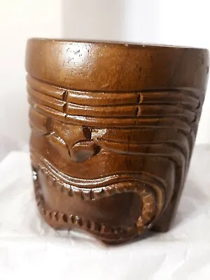 Vtg Honolulu Hawaii Genuine Monkey Pod Mug Cup Stein Tiki Face Alii Woods • $24.99