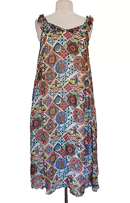 Emily Lovelock Maxi Dress Size 4 Women Multicolor Viscose Chiffon NWT Ruffles • $54.99