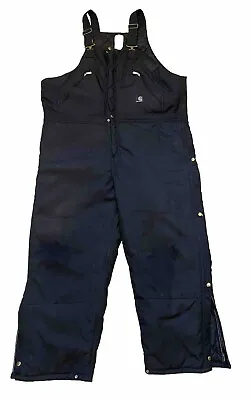 Mens 40X30 Carhartt R33 Bibs Black Yukon Extremes Quilted Insulated Double Knee • $74