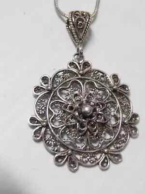 Vintage Mexican Southwest Sterling Silver Pendant Necklace + Free Chain Necklace • $47.65