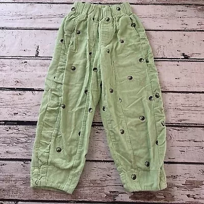 BDG Pants Womens Small Green Zaria Embroidered Corduroy Pull On Ying Yang Baggy • £26.99