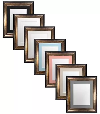 Scandi Black & Gold Picture Photo Frames Ivory Black White Pink Blue Grey Mounts • £41.44