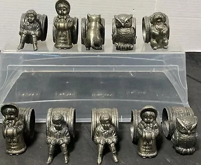 Rare GORGEOUS Vintage Pewter Collectible Figural Large Napkin Holders Set Of 10  • $185
