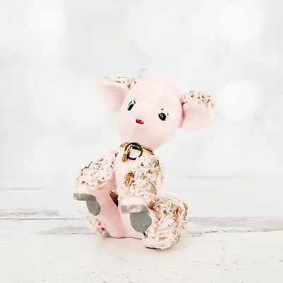 Vintage Pink Spaghetti Anthropomorphic Poodle With Gold Accents Ceramic Figurine • $26.05