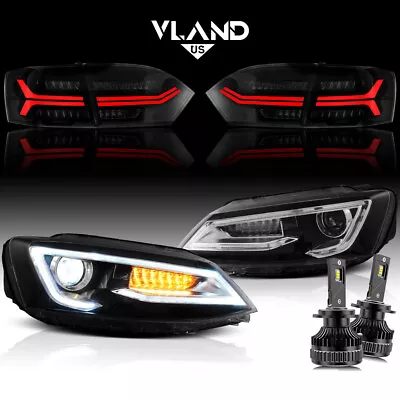 VLAND Headlights+Smoked Tail Lights+LED Bulbs For VW Jetta 2011-2014 Sequential • $636.98