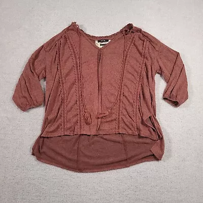 BKE Miss Me Knit Sweater Women's Small Brown Boho Tasseled High Low Oversized • $16.97