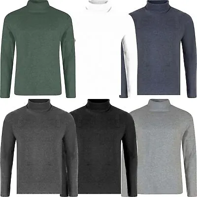 Mens Turtle Neck Roll Polo Funnel Lightweight Baselayer Golf Top T Shirt Jumper • £6.99