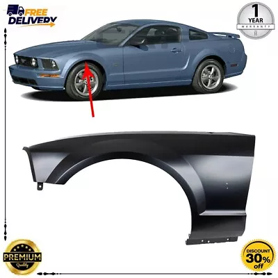 Fender For 2005-2009 Ford Mustang Front Driver Primed Steel With Molding Holes • $171.50