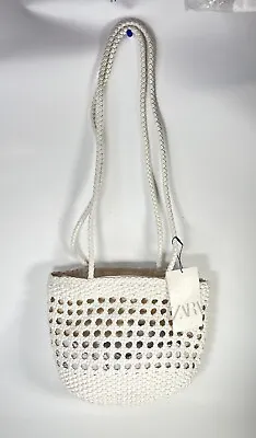 Zara White Summer Casual Crochet Woven Shopper Bag  *READ* O3621 • £20.18