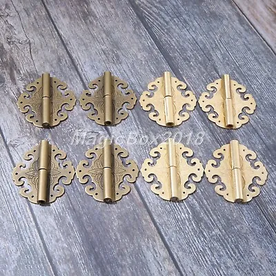 Fancy Brass Cabinet Cranked Flush Hinges Cupboard Door Closet Drawer Decorative • £5.62