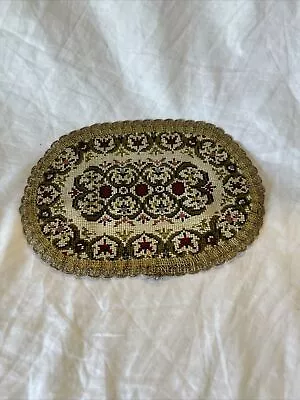 Vintage Dollhouse Miniature Oval Rug 9” X 6-1/2  With Fringe 1:12 Scale • $10.25