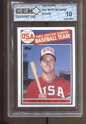 1985 Mark Mcgwire Topps #401 Gem Mint 10 RC Rookie Cardinals A's • $76.49