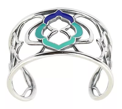 925 Sterling Silver Moroccan Statement Cuff Bracelet With Enamel Detail • $90