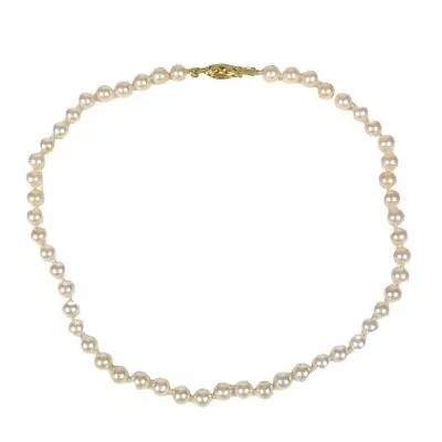 Imitation Pearls Beaded Necklace 16 Inch Goldtone Fish Clasp Vintage Strand • $20.99
