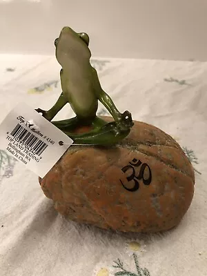 Top Collection Miniature Fairy Garden Meditating Frog On Rock With Om Symbol • $25