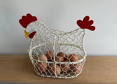 £11.95 • Buy Chicken Hen Shaped Egg Basket Storage Holder Kitchen Recycled Metal Fair Trade