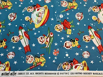 Michael Miller-Vintage Kids Children Fabric 100% Cotton ROCKET PRECIOUS ONES 1/2 • $6.99