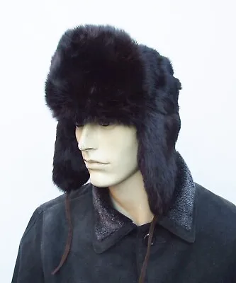 Vintage Real Rabbit Fur   Ushanka Trapper   Hat Size S 54 /55cm • £24.95