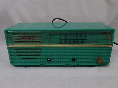 1950s Turquoise Sansei Japan Hi Mood 7 Vacuum Tube AM FM Radio Works Movie Prop • $119.99