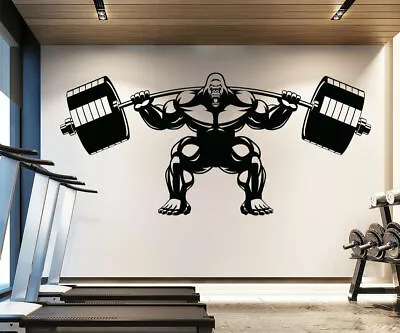 Gorilla Muscle Gym Wall Decal Fitness Motivation Sport Art Decal Sticker LB52 • $119.95