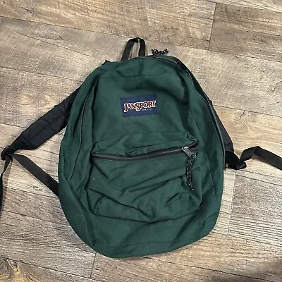 Jansport Vintage 90's Backpack Day Pack USA Made Green Brown Suede Bottom Bag • $30