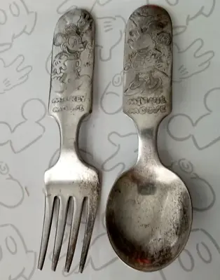 Vintage Mickey & Minnie Mouse Fork And Spoon Set Fairfield Silverplate • $29.50