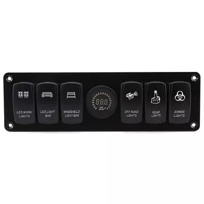 6 Gang Toggle Rocker Switch Panel Colorful LED Voltmeter For RV Car Marine Boat • $31.89