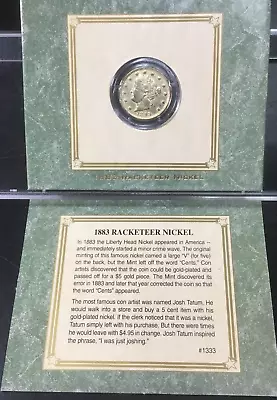 Racketeer Nickel 1883 Gold Plated Liberty V Nickel ~ HISTORICAL No Cents Variety • $49.99