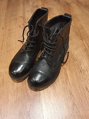 Grafters 6 Eye Black Cadet Army Leather Boots Size 6 • £12