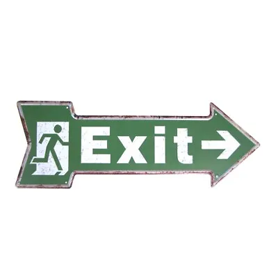 Vintage Emergency Fire Exit Arrow Metal Sign Embossed Indoor Outdoor Wall Decor • $13.67