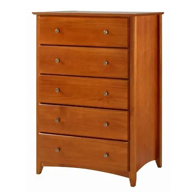 Modern Farmhouse 5 Drawer Dresser Chest Of Drawers Bedroom Solid Wood Cherry 49  • $489.99