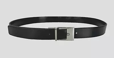 Gucci Auth Men 90cm 36 In Black Leather Silver Tone Buckle Logo Belt • $137