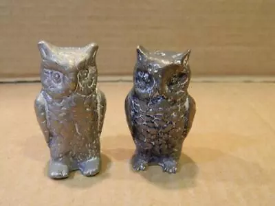 2 Miniature 2 1/4  Metal Owl Figures One Is .800 Silver Vintage • $7.99