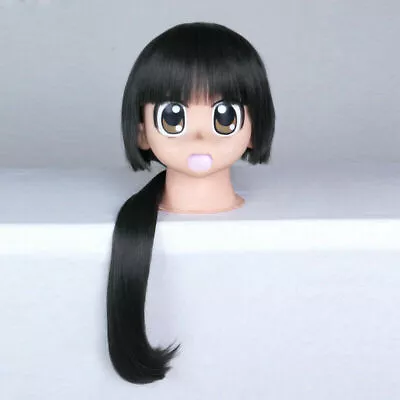 Women 60CM Anime Long Black Cute Japanese Straight Bangs Halloween Cosplay Wig • £16.79