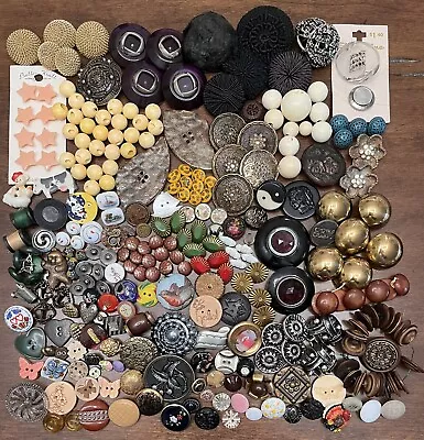 Antique Vintage Lot Of Over 280 Buttons ALL KINDS! Glass Metal Plastic MOP (LM) • $17.27