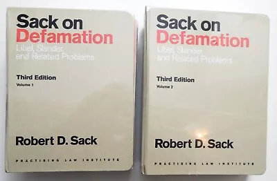 Sack On Defamation 3E Libel Slander Attorney Law Actual Malice Media New Sealed • $84.99