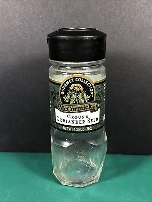 VTG McCormick | Ground Coriander Seed | Spice Jar | Black Lid | Empty | Gourmet • $5.99