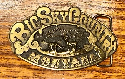 Vintage Montana Belt Buckle Big Sky Country 1975 Brass Dezy Denver Unused Nice • $27.95