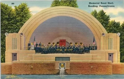 Memorial Band Shell Reading Pennsylvania PA Linen Unused Unposted Post Card • $6.85