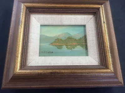 Signed Irish Oil Painting Drogheda Pat Walsh 1995 Miniature Mountain Scene • £135