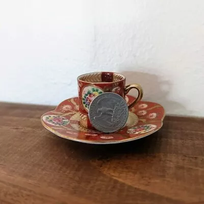 Vintage 1940's Hokutosha Mini Tea Cup & Saucer Made In Occupied Japan • $20