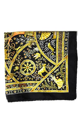 Hermes Womens Peuple Du Vent Christine Henry 45cm Silk Scarf Black Multi • $233.99