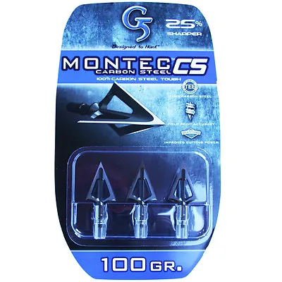 G5 Broadhead Montec CS 3pk 100 Grain 1 1/16  Cut Carbon Steel #00113 • $44.95