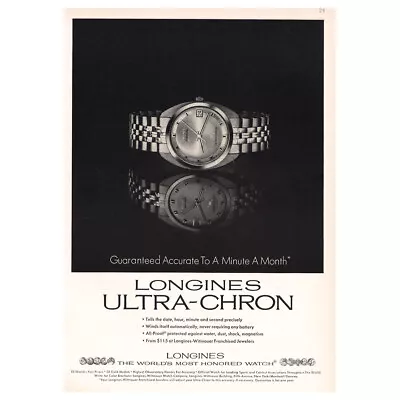 £7.50 • Buy 1968 Longines Ultra Chron Watch: Accurate To Minute A Month Vintage Print Ad